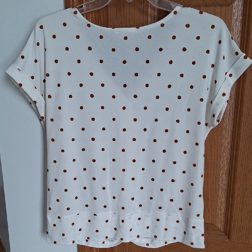 Polka Dot Button-Down Women's Top - Picture 2 of 3